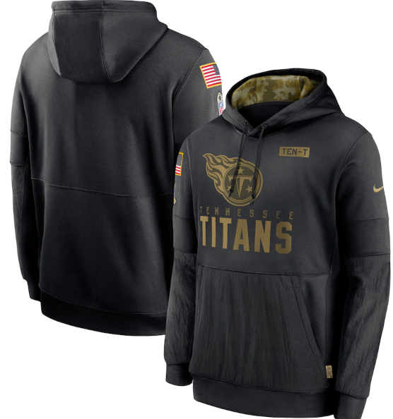 Men's Tennessee Titans 2020 Black Salute to Service Sideline Performance Pullover Hoodie